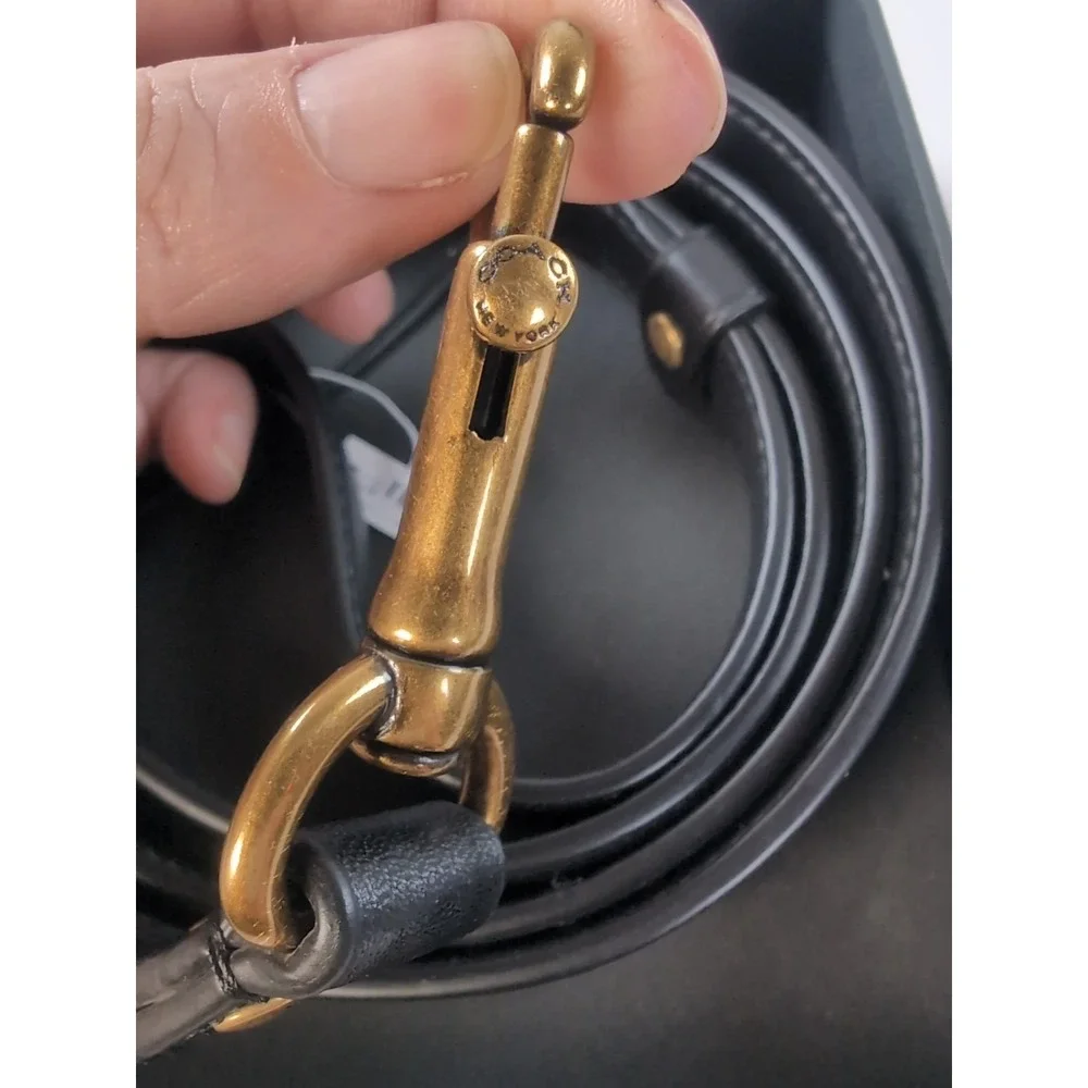 Authentic COACH Posh Black Leather Dog Leash Size Small New With Box & Tag!!